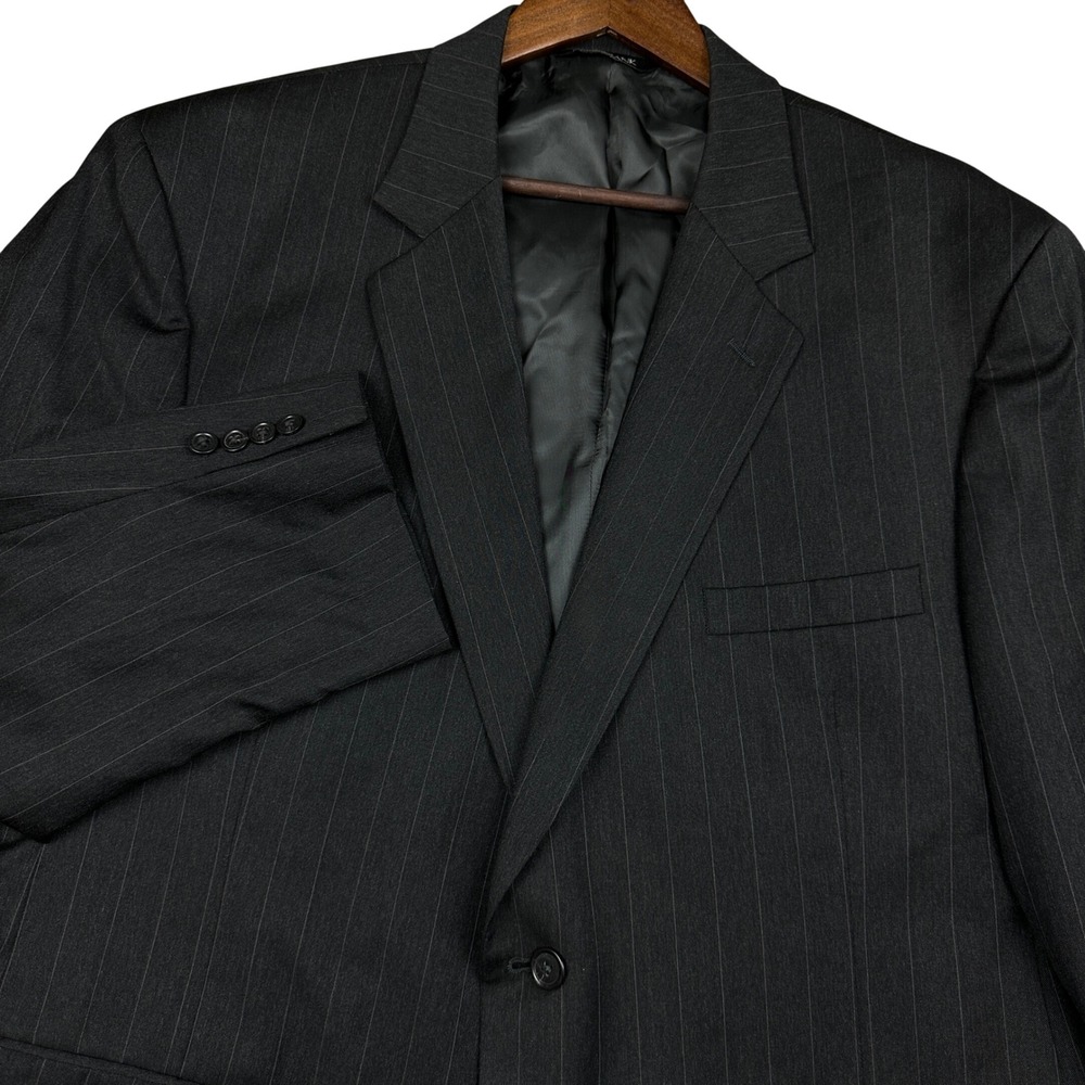 Jos A Bank Signature Collection Mens 48R Pinstripe Wool Blazer Charcoal Grey